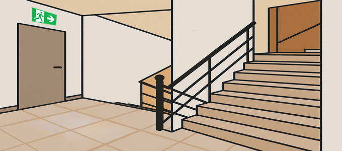 Escalier pour l'évacuation du public et des occupants